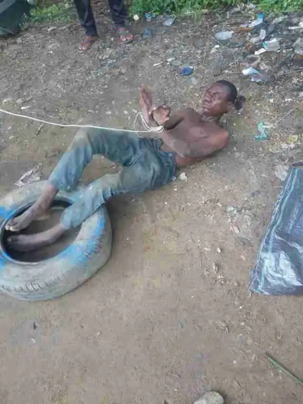 See How Suspected Thief Doused with Petrol was Saved from Being Burnt to Death in Akwa Ibom State (Photos)